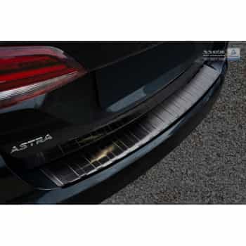 Protection de seuil arrière en acier inoxydable noir Opel Astra K Sportstourer 2016- 'Ribs'