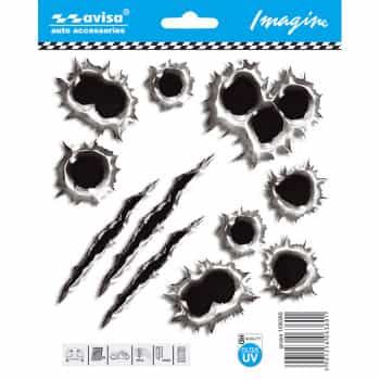 Autocollant de tatouage de voiture Traces de fusil de chasse + monstre - 14,7x14x7cm