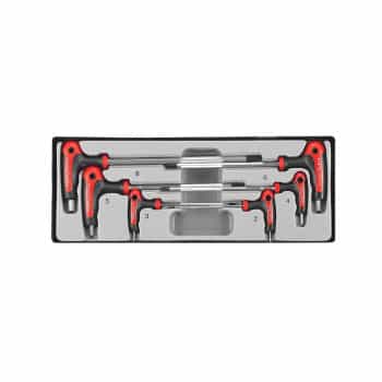 Jeu de clés hexagonales à bille avec poignée en T, 6 pièces