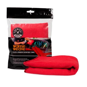 Serviette en microfibre gaufrée pour vitres et fenêtres Chemical Guys - Rouge 24 x 16 po